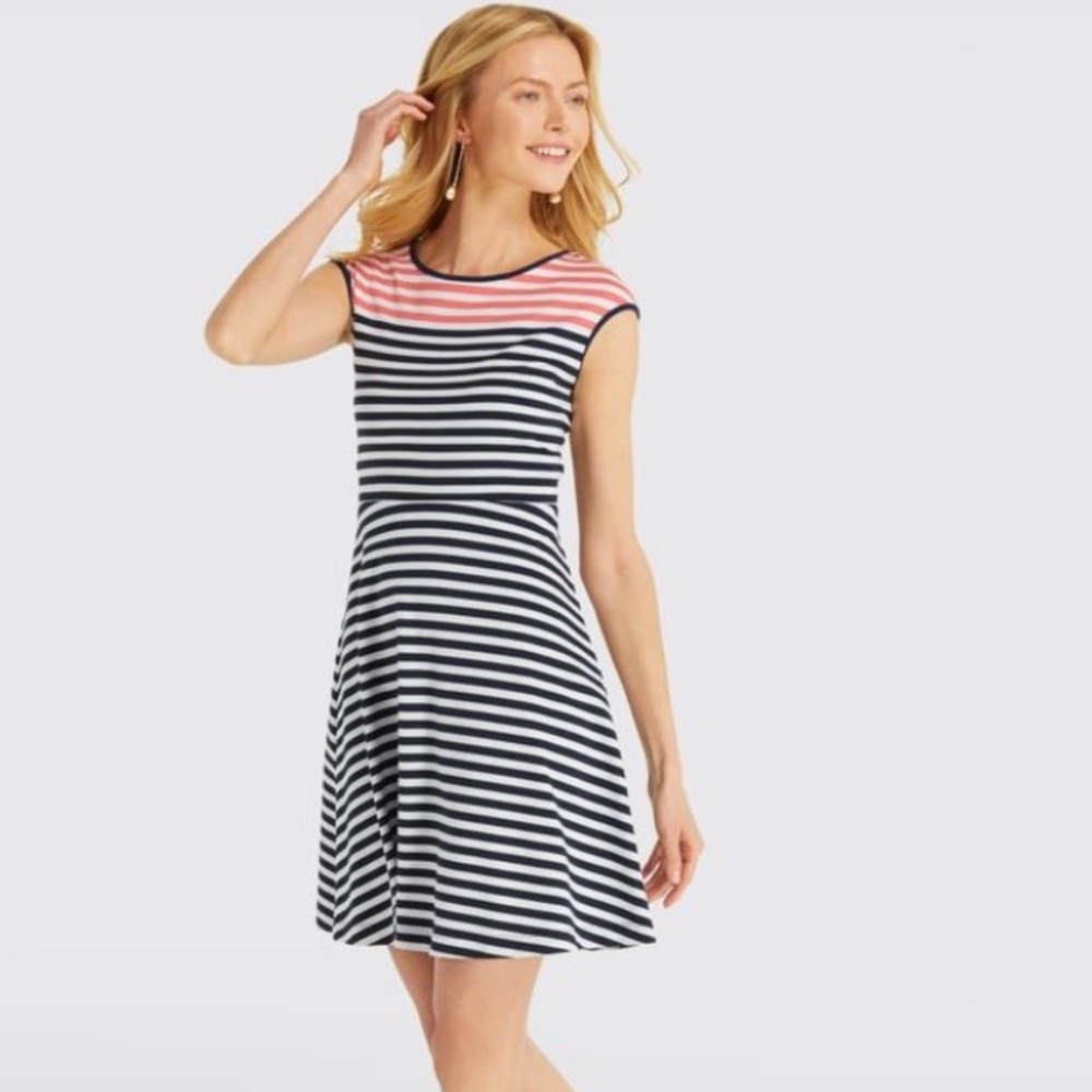 Draper James Horizontal Stripe Ponte A-Line Dress